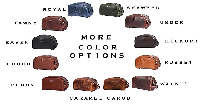 10" Premium Leather Toiletry Travel Pouch With Waterproof Lining | King-Size Handcrafted Vintage Dopp - Kit By Aaron Leather Goods (Dark Brown)