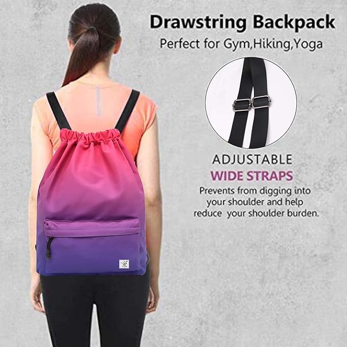 Waterproof Drawstring Bag, Gym Bag Sackpack Sports Beach Backpack for Men Women