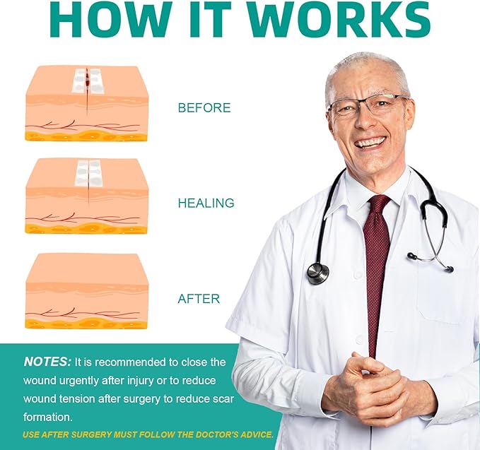 25 PCS First Aid Kit, Wound Closure Strips, Emergency Wound Closure Device Without Stitche, 4 Strips x2, First Aid Supplies Kit at Home Outdoors Sports