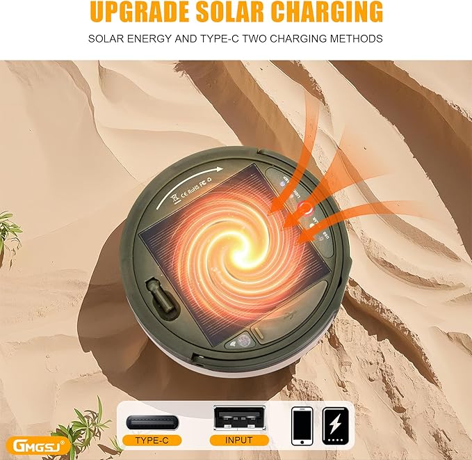 2 PCS Solar Camping String Lights,40.45FT Fairy String Lights with 10 Lighting Modes,Waterproof Camping Lamp with Remote Control,Solar Power and USB Rechargeable Camping Lights for Yard Hiking