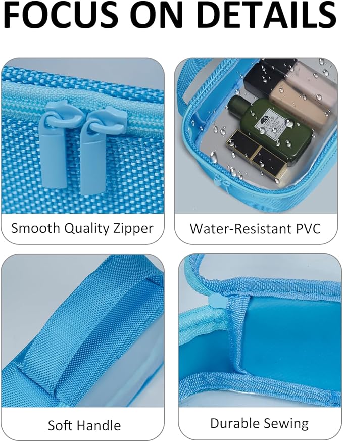 Moyad TSA Approved Clear Toiletry Bag, 3 Pack Quart Size 3-1-1 Liquids Pouch for Travel, Transparent Makeup & Cosmetic Organizer for Women Men, Blue