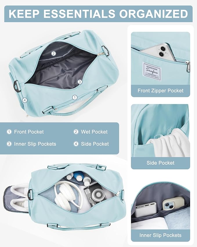 Gym Bag Womens,Travel Duffel Carry on Bag Sport Tote Bag Weekend Overnight Bag