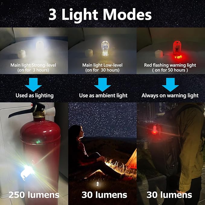 USB Mini LED Lantern, 2 Pack Waterproof EDC Keychain LED Flashlight for Camping, Type-C Rechargeable Battery Small Stick Lamp Puck Dog Collar Torch Light (White Luminous+Red)