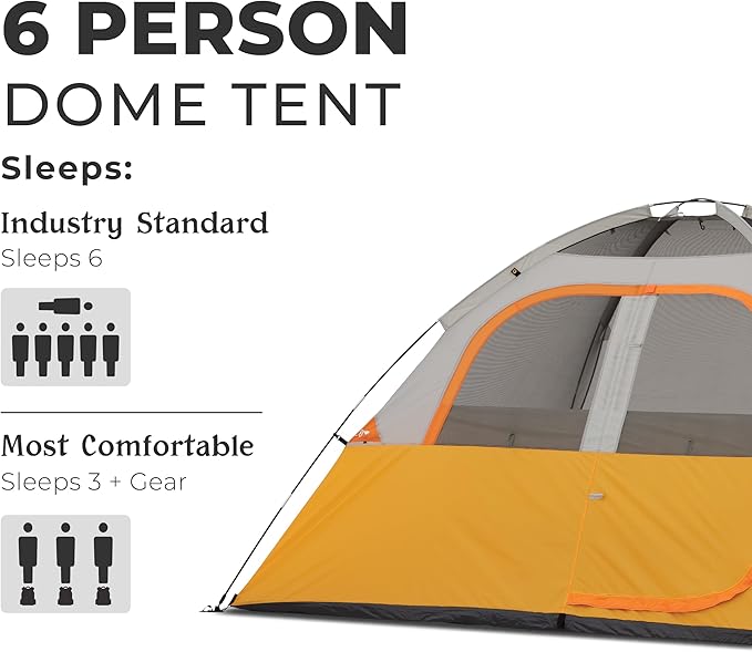 CORE Tent for Family Camping, Hiking and Backpacking | 3 Person / 4 Person / 6 Person / 9 Person Person Dome Camp Tents with Included Tent Gear Loft for Outdoor Accessories