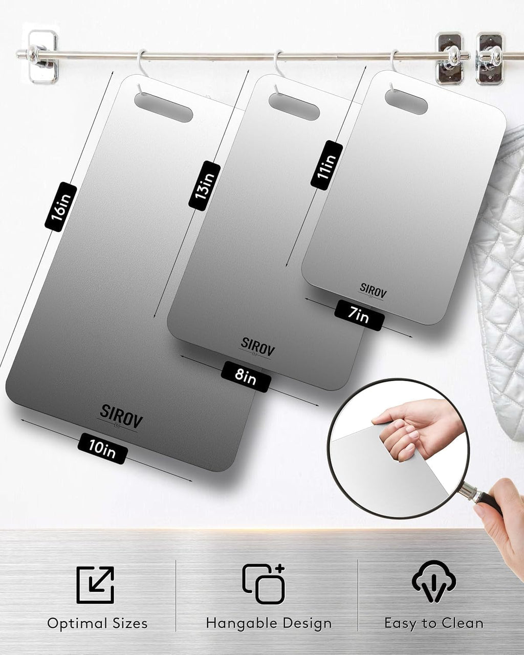 Titanium Cutting Board, 100% Pure Titanium Cutting Boards For Kitchen, Best Non Toxic titanium chopping board, Dishwasher safe, Hygiene and Durability for Meat, Fruit, and Vegetables (12.6L*8W)