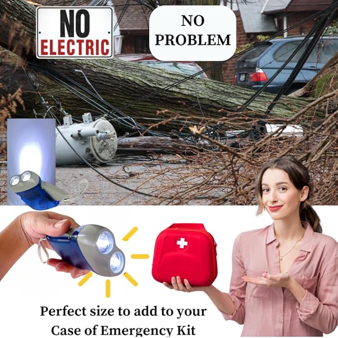 Evelots Hand Crank Emergency Flashlights -48 Pack- Camping , Home , Car - Double LED Bright Lights - Great for Hiking , Outdoor Sports , Power Outage Easy to Use