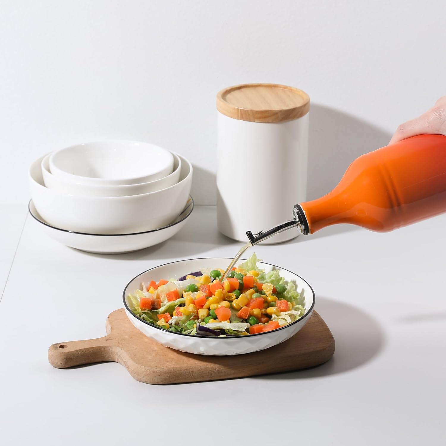 Sweejar Ceramic Olive Oil Dispenser Bottle, 20 Oz EVOO Oil and Vinegar Dispensing Bottle with Spout for Kitchen, Set of 1, 24 Fl Oz (Gradient Orange)