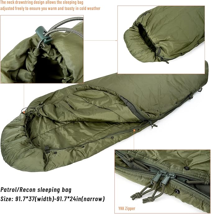 MT Army Military Modular Sleeping Bags System, Multi Layered with Bivy Cover for All Season, Woodland/Multicam