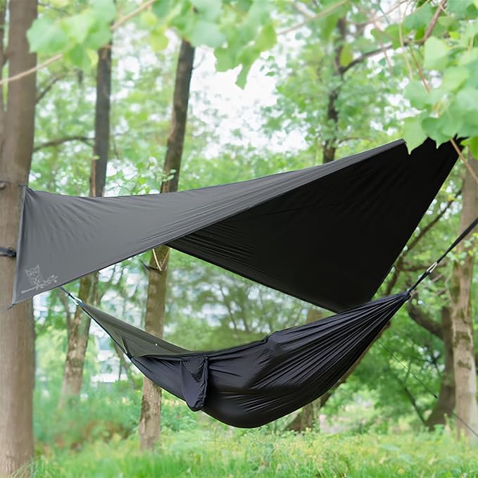 Hammock Tarp - Rain Tarp for Camping Hammock Tent 11 x 9 ft-Camping Gear Must Haves w/Easy Set Up Including Tent Stakes and Carry Bag