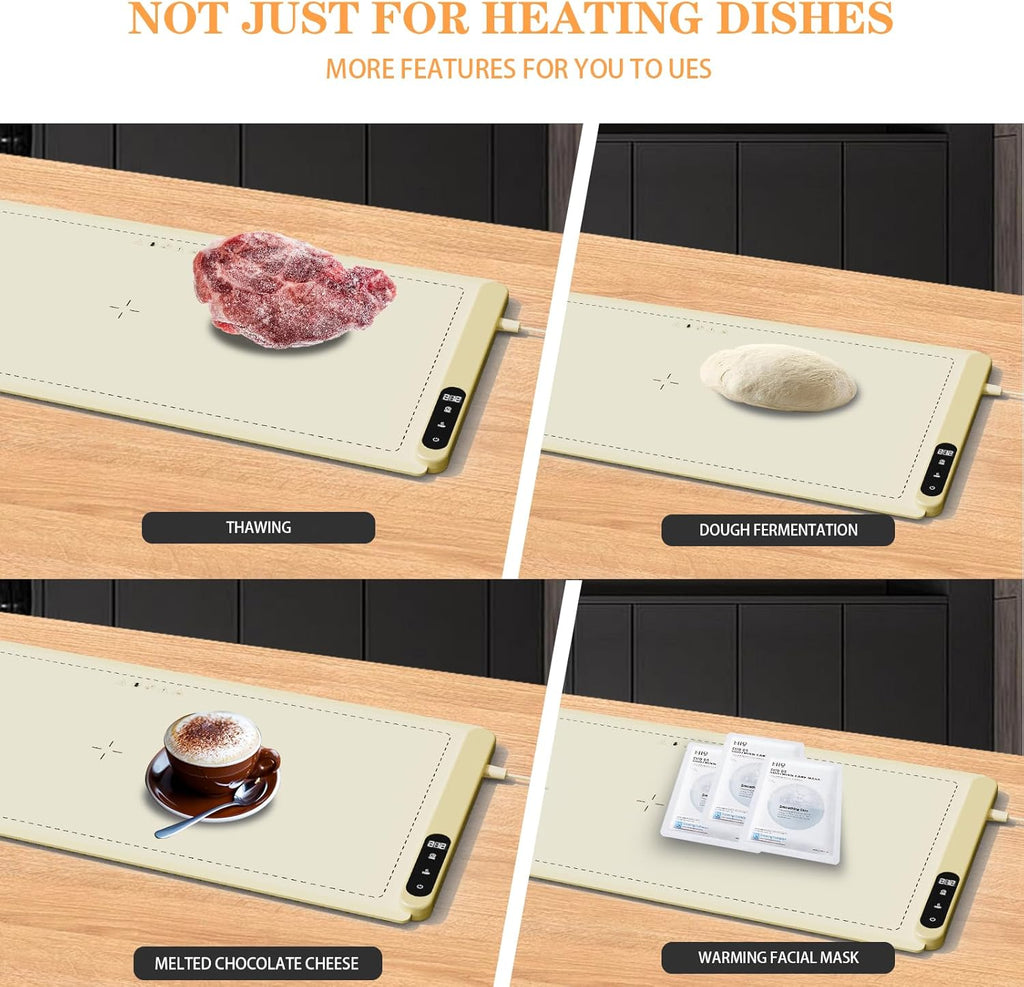 Extra Large 36''X18'' Warming Mat for Party and Families - Upgrade Graphene Fast Heating Electric Warming Tray for Buffet Daily Use, Portable Roll Up Silicone Food Warmer with 6 Temp-Settings