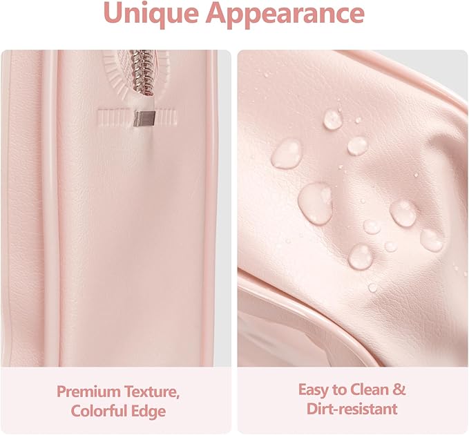 PACKISM TSA Approved Toiletry Bag - Pink Floral Print Clear Shell Bag and Upgrade Color-Edged Clear Travel Bag, Perfect for On the Go or Travel, Lightweight and Robust, 2 Pack