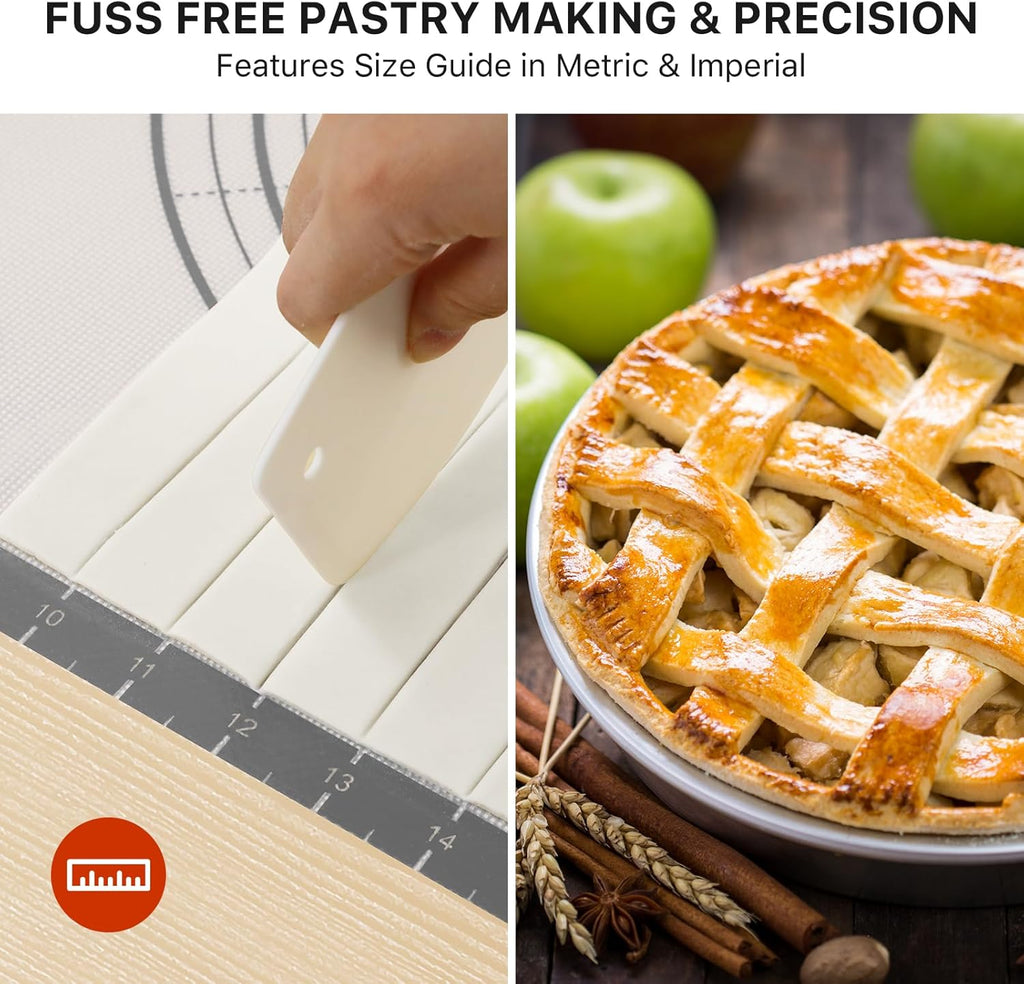 Silicone Mat, 26 x 16inch Extra Large Non-stick Pastry Baking Mat with Measurement, Resuable Thick Cookie Sheet Counter Mat, Dough Rolling Mat, Oven Liner, Fondant/Pie Crust Mat