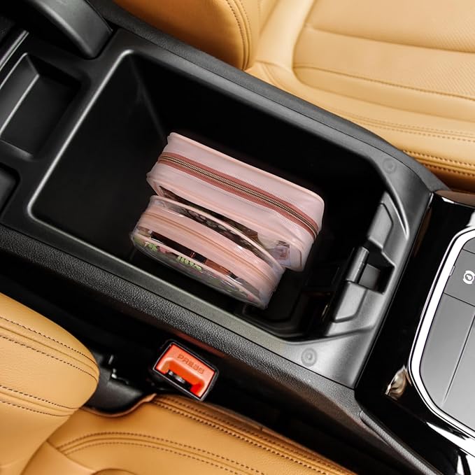 PACKISM TSA Approved Toiletry Bag - Pink Floral Print Clear Shell Bag and Upgrade Color-Edged Clear Travel Bag, Perfect for On the Go or Travel, Lightweight and Robust, 2 Pack