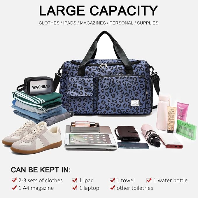Small Gym Bag for Women, Travel Duffle Bag Carry On Weekender Bag with Shoe Compartment