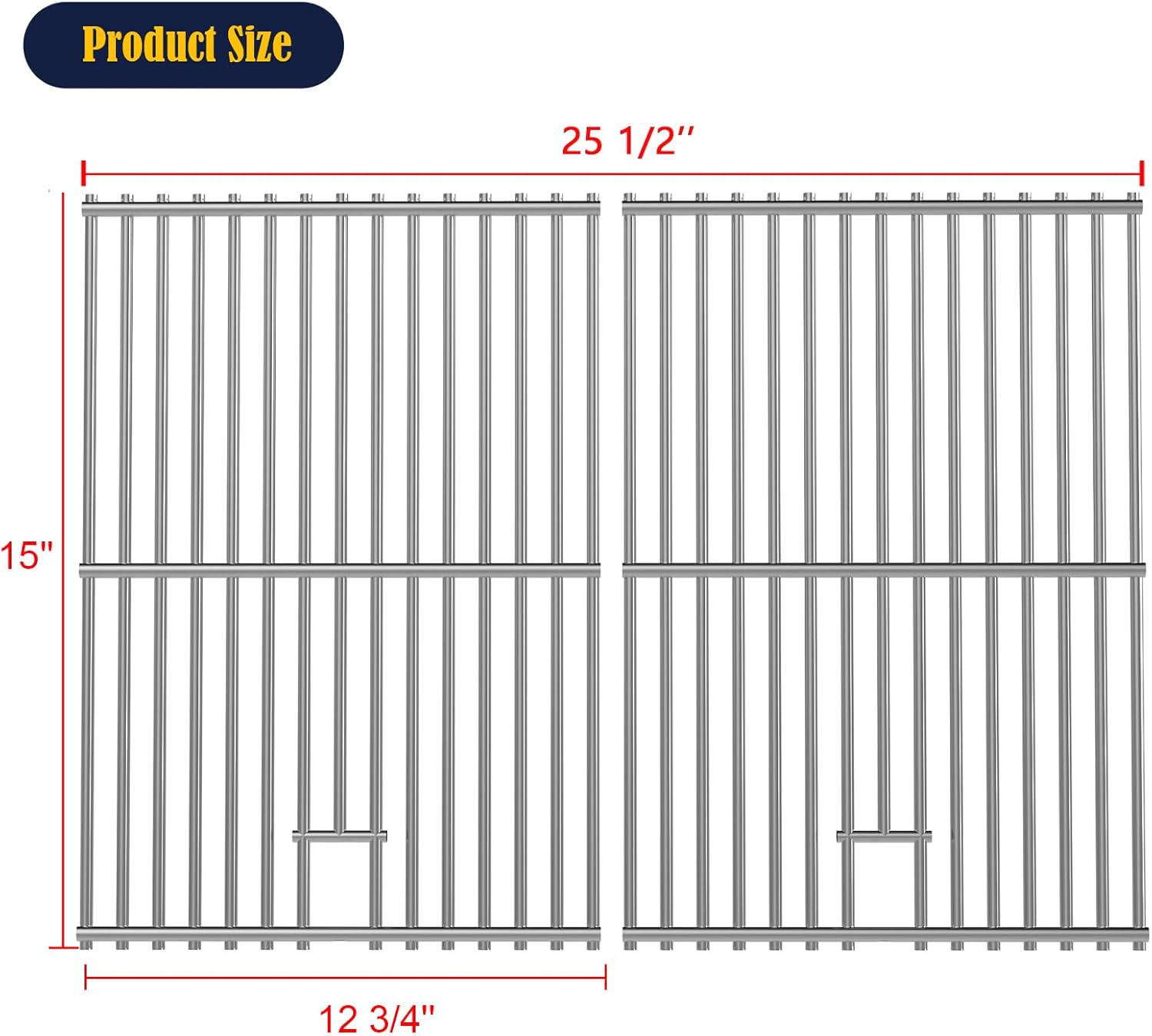 15'' Stainless Steel Grill Grate for Broil-Mate 165154 195554, Broil King Replacement Grates 986557, 9869-54, 9869-57, Signet 70, 20, 90, Crown 10, 20, 40, 90, Huntington 6666-54, Sterling1155-54