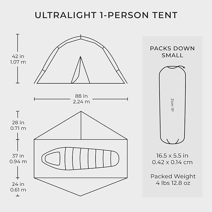 Hyke & Byke Zion Hiking & Backpacking Tent - 3 Season Ultralight, Waterproof Tent for Camping w/Rain Fly and Footprint - 1 Person - Orange