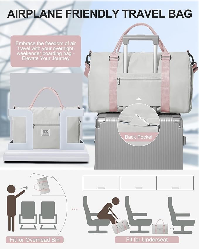 Gym Bag Womens,Travel Duffel Carry on Bag Sport Tote Bag Weekend Overnight Bag