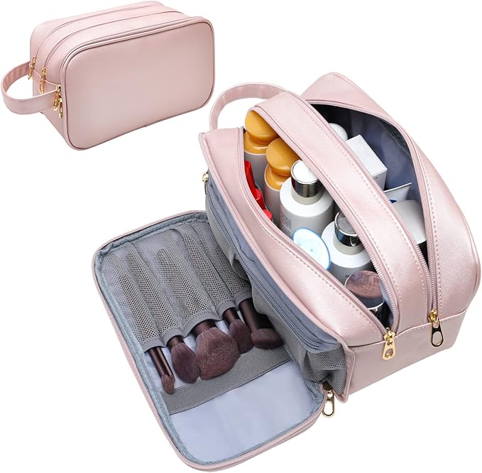 Makeup Bag for Women, Water Resistant Toiletry Bag for Travel Essentials, Dorm Room Essentials for Girl, Toiletry Organizer Dopp Kit for Toiletries Accessories, Mother's Day Graduation Gifts for Her