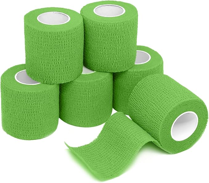 FriCARE Self Adhesive Bandage Wrap, Medical Tape in First Aid Kit, Cohesive Bandages for Wounds Sport Vet, FSA/HSA Eligible, 2 Inches X 5 Yards 6 Rolls, Emerald Green