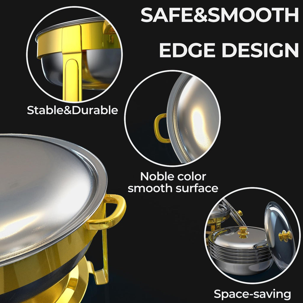 Chafing Dishes Buffet Set 4 Pack 6QT, Stainless Steel Food Warmers for Catering, Parties & Events, Gold and Silver Colors Chafing Dish Buffet Set