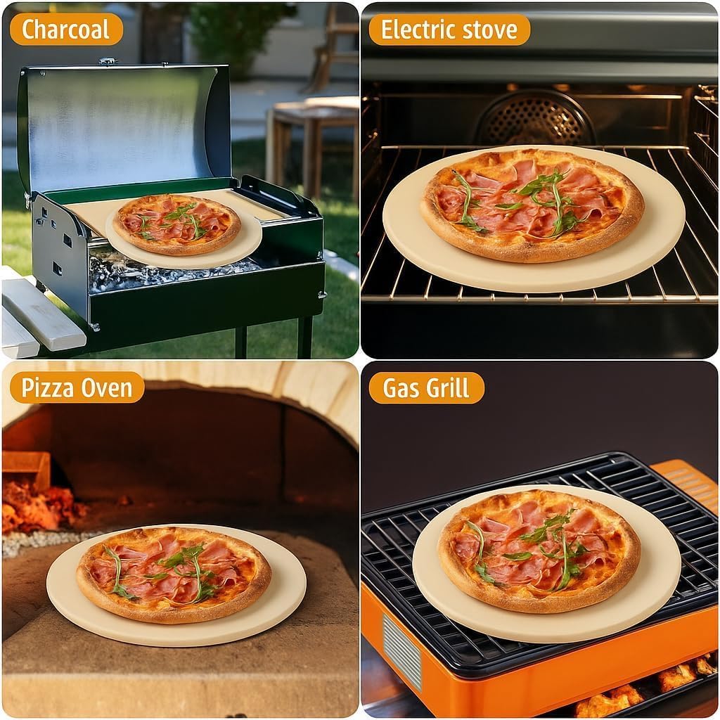 Large Pizza Stone Round 16", Heavy Duty Cooking Stone for Grill, Baking Pizza Stone for bread, Ideal for Grilling Baking Several Sizes of Pizzas