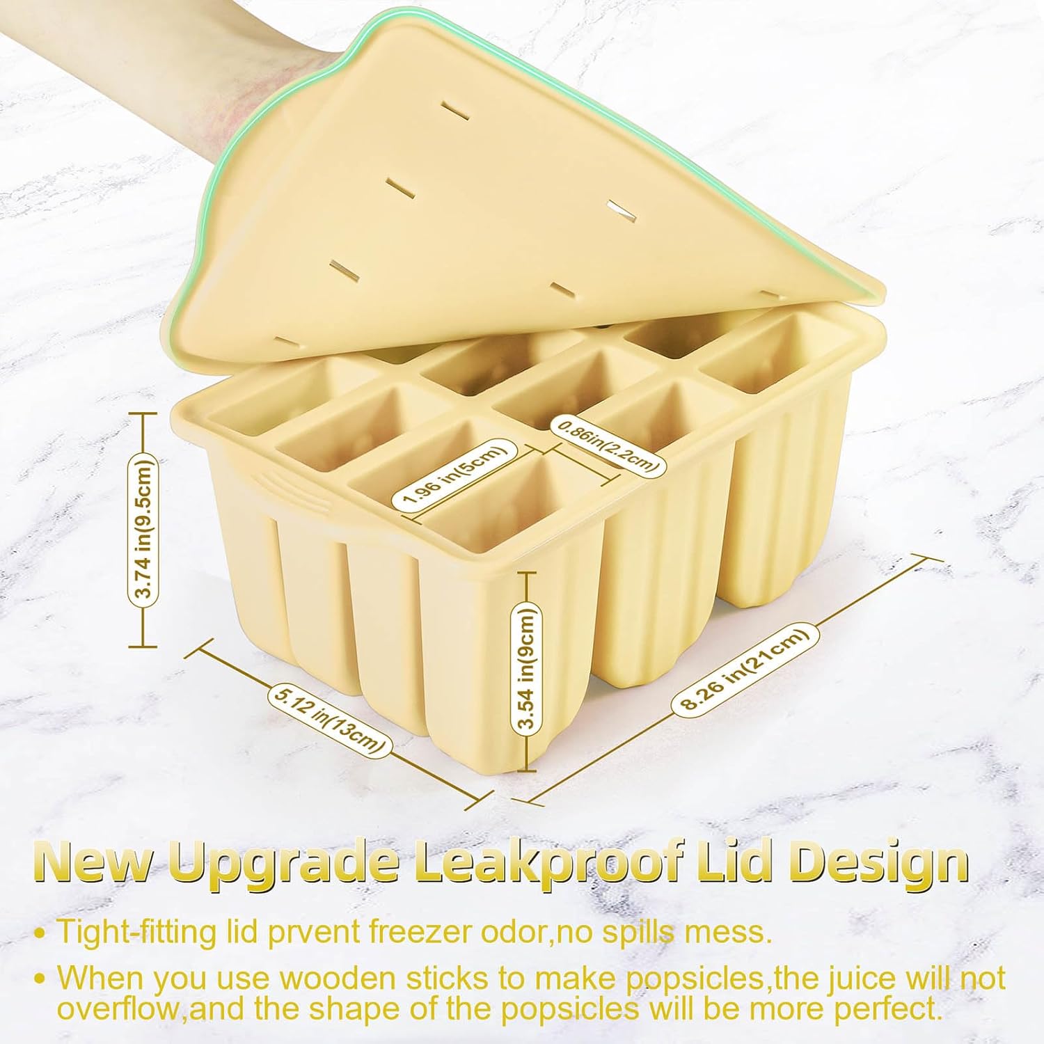 Silicone Popsicles Molds,Ice Pop Cream Mold Set Homemade Toddler Popsicle Maker For Kids Para Paletas De Helado Kulfi BPA Free, with 50 Sticks, 50 Bags,50 wire Ties (Yellow)