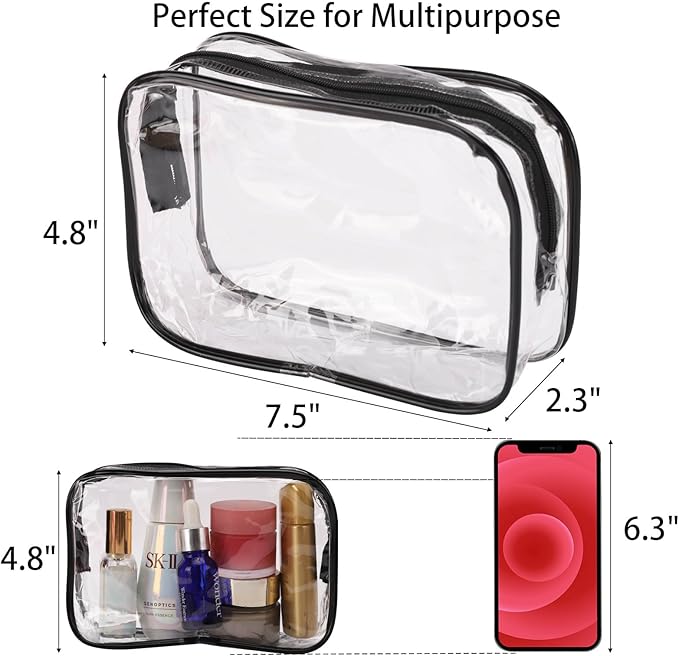 Tbestmax 10 Pack Clear Cosmetic Bags Makeup Bags Portable Waterproof TSA Approved Travel Toiletry Bags Organizer