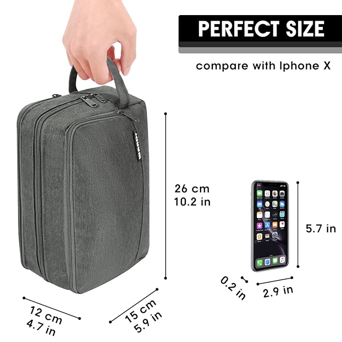 Toiletry Bag for Men Hanging Dopp Kit Water Resistant Shaving Bag Small Toiletry Bag for Traveling (Denim Pure Grey)
