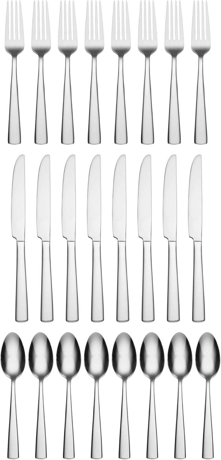 Oneida Chef's Table 24 Piece Everyday Flatware Dining Set, 3.70 LB, Metallic