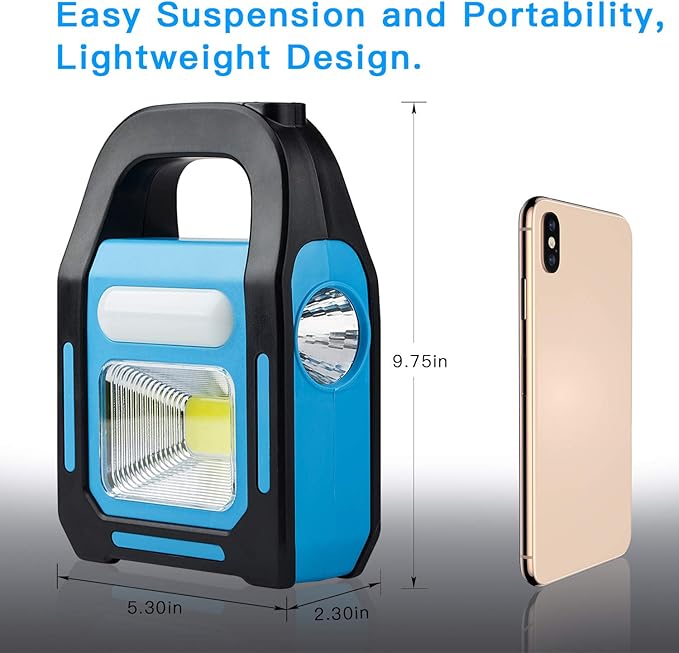 1 Pack 3 in 1 Solar USB Rechargeable Brightest COB LED Camping Lantern, Charging for Device, Waterproof Emergency Flashlight LED Light