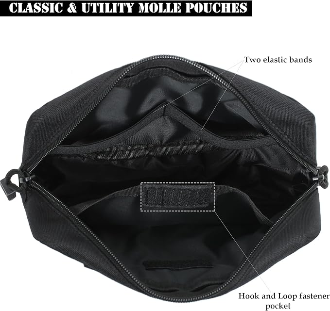 2 Pack Tactical Molle Admin Pouches - Utility Molle Tool Pouch EDC Carry Belt Pouch Horizontal Modular Pouches Phone Pouch for Men,Multi-Purpose Utility Work Organizer Bag