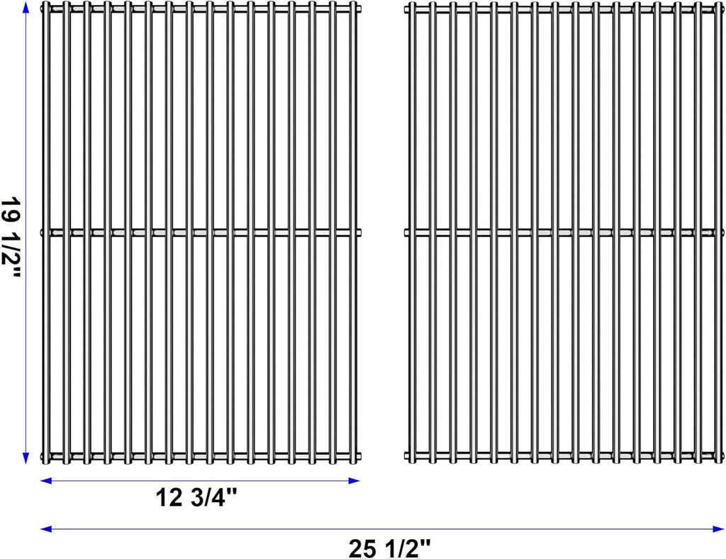 19.5/17.5/17" Grill Cooking Grates Replacement for Weber Genesis 300 Series, Genesis E310 E320 S310 S320 Replacement Parts for Weber 7528/7524, 304 Stainless Steel Grids, Set of 2, 19.5 Inch