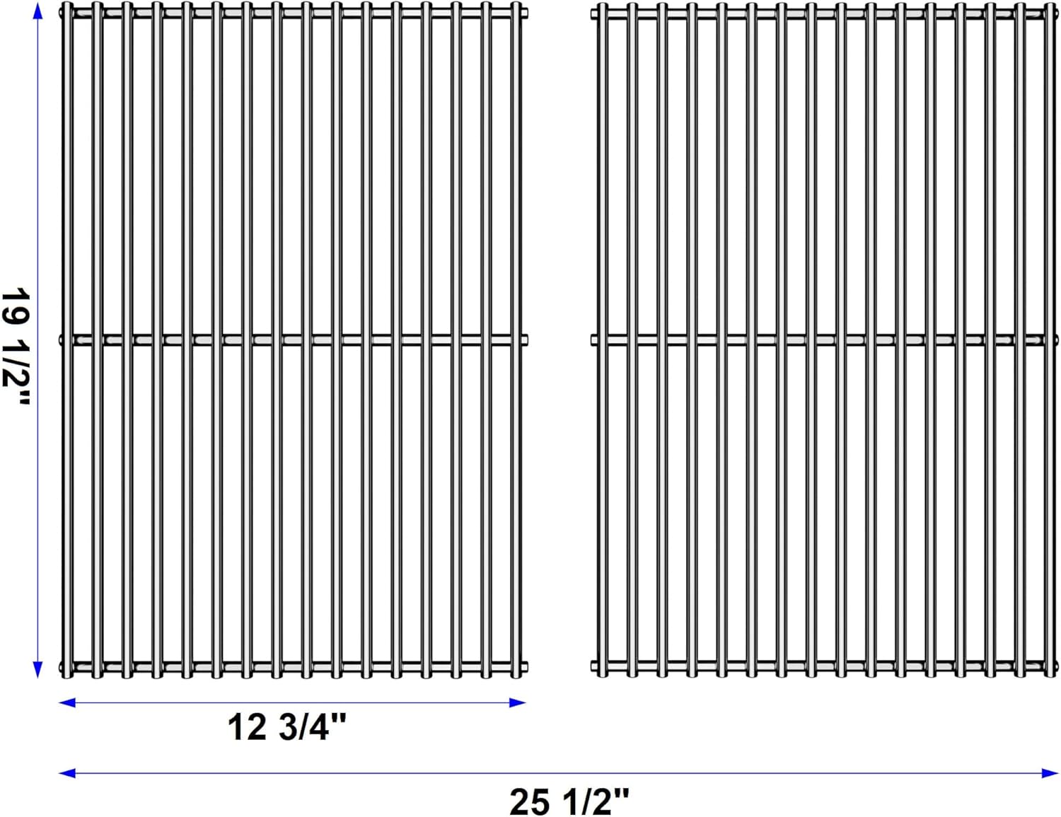 19.5/17.5/17" Grill Cooking Grates Replacement for Weber Genesis 300 Series, Genesis E310 E320 S310 S320 Replacement Parts for Weber 7528/7524, 304 Stainless Steel Grids, Set of 2, 19.5 Inch