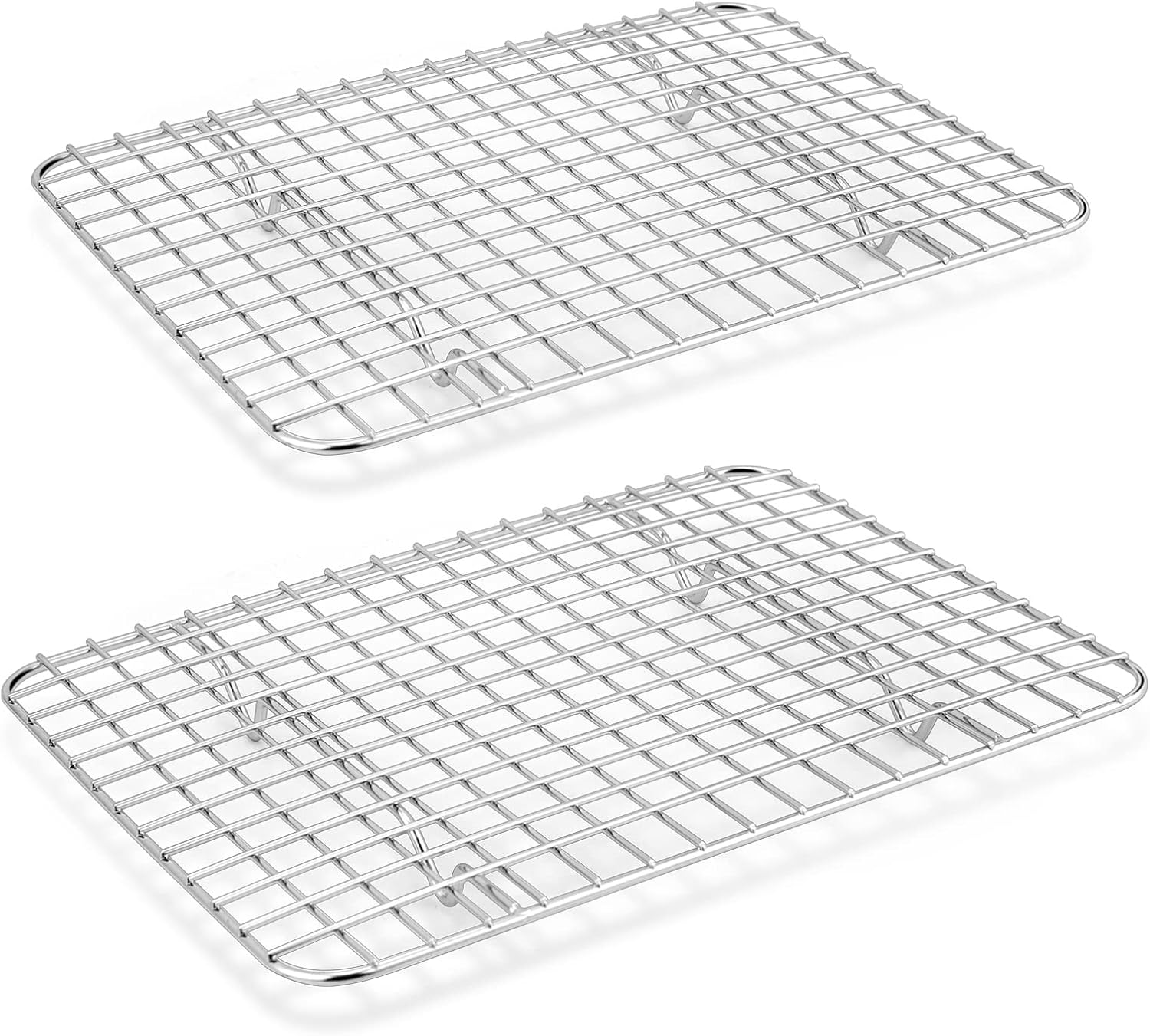 E-far Cooling Baking Rack Set of 2, Stainless Steel Grid Wire for Oven Roasting Cooking Bacon, 11.6" x 9.2" Grilling Broiling for Cooling Cookie Cake, Non-toxic & Dishwasher Safe