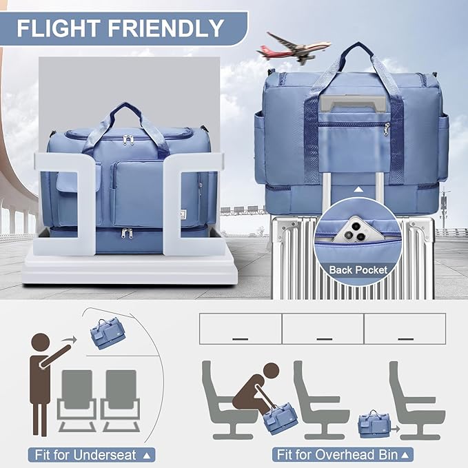 Small Gym Bag for Women, Travel Duffle Bag Carry On Weekender Bag with Shoe Compartment