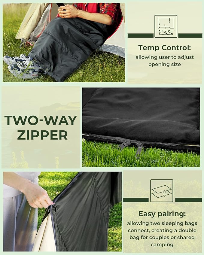 Sleeping Bag, Ohuhu Lightweight Sleeping Bag 3 Season Warm Weather Portable Compact Sleeping Bags for Adult Kids with Carry Bag for Camping Hiking Backpacking and Outdoors 59℉-77℉