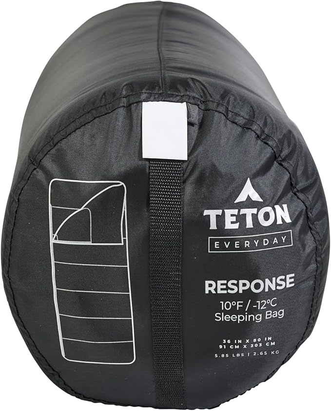 Teton Everyday Response Sleeping Bag for Adults and Kids, 3-Season Sleeping Bags, Stay Warm in Camping Weather, Stuff Sack Included