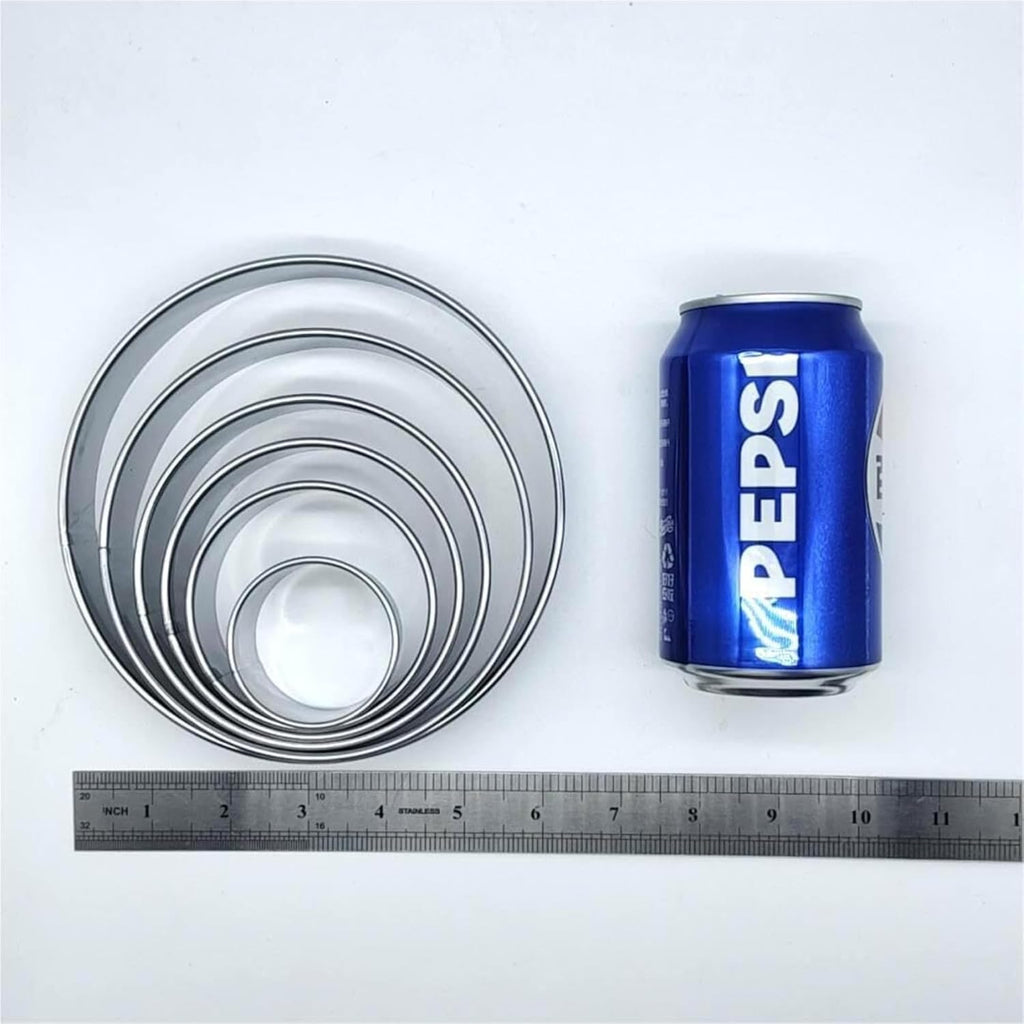 DOCZEN 6 PCS Round Cookie Cutter Set (2, 3, 3.5, 4, 5, 6 Inch) - Biscuit Cutters For Baking - Large Circle Cookie Cutters Variety Pack, Metal Stainless Steel, 6 Pack