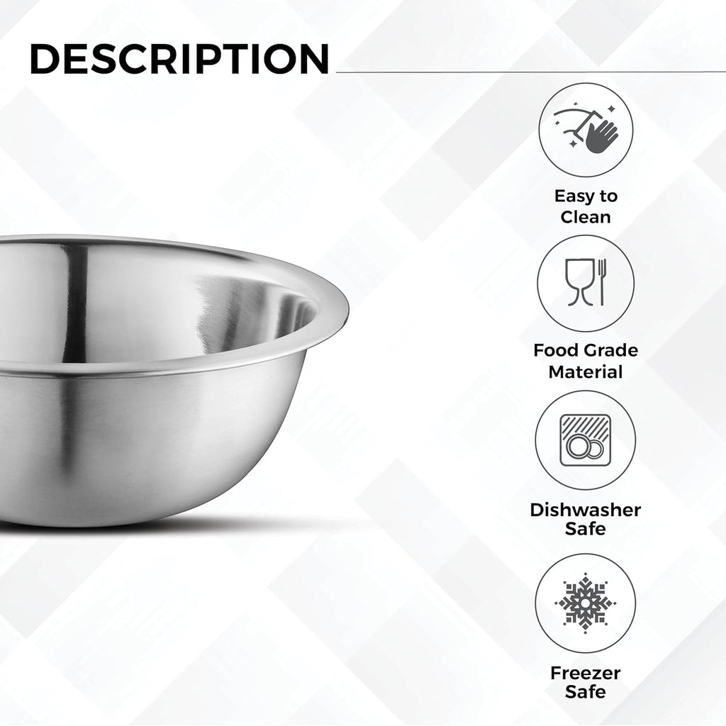 AVADOR Set of 6 Premium Stainless Steel Mixing Bowls Set, Easy To Clean, Space Saving Nestable Design, Great for Cooking, Baking, Prepping (0.75qt, 1.5qt, 3qt, 4qt, 5qt, 8qt)