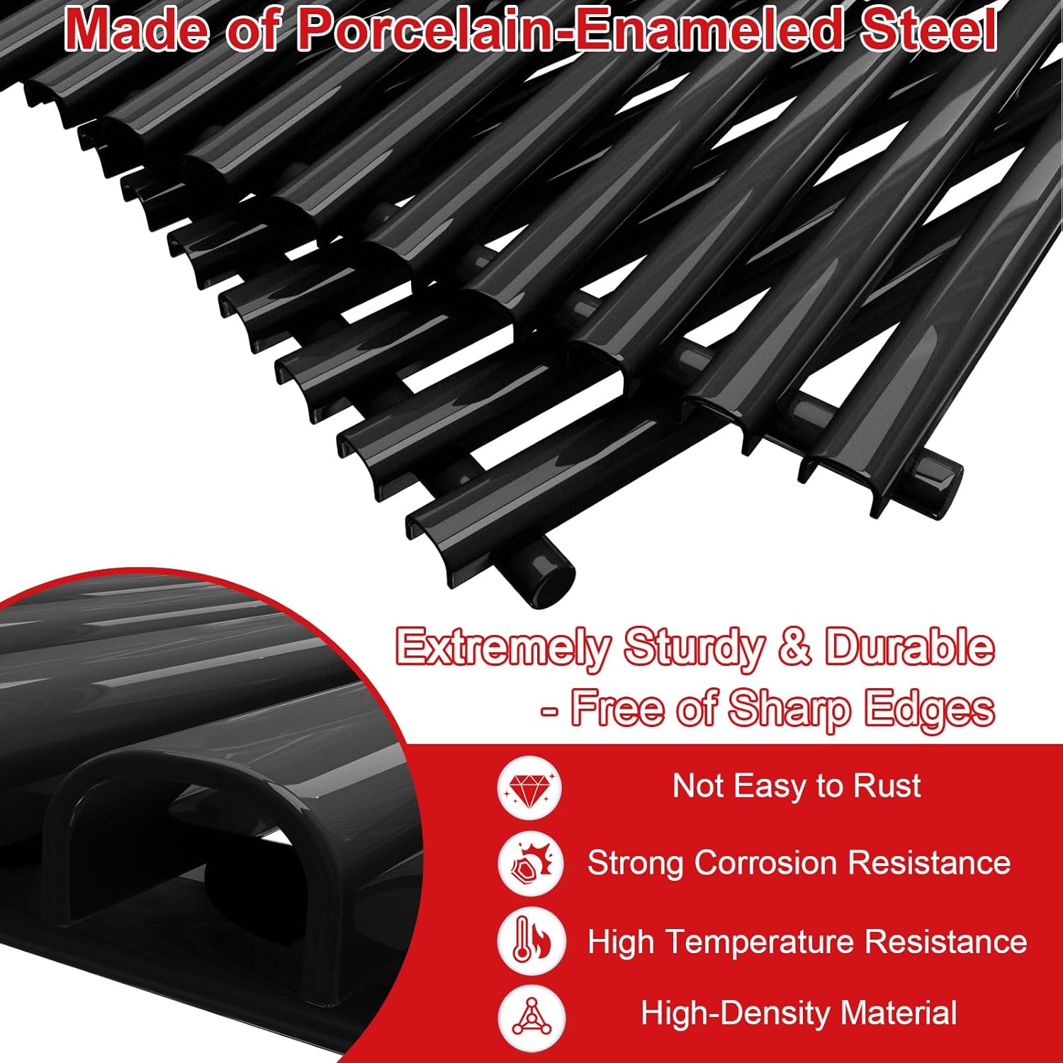 DELSbbq 17.4" x 11.8" Grill Cooking Grates for Weber Spirit 300, Spirit 700, Genesis Silver B/C, Genesis Gold B/C, Genesis Platinum B/C, Genesis 1000-3500,Grill Grates Replacement for 7525 7526 7638