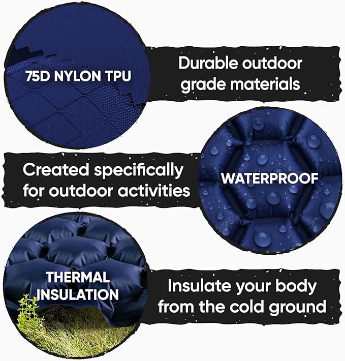 POWERLIX Ultralight Camping Sleeping Pad with Inflation Bag– Compact Lightweight Camping Pad, Outdoor Backpacking Hiking Traveling Airpad Camping Air Mattress Sleeping Mat