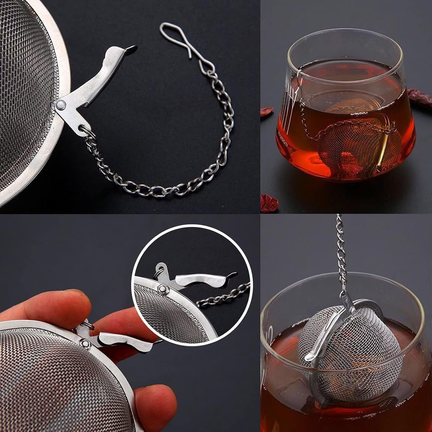 2PCS Premium Tea Infusers for Loose Leaf Tea - Upgraded Tea Strainers and Tea Balls for Flavoring Herbal Spices and Seasonings