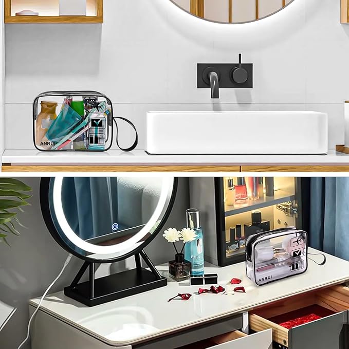 ANRUI Makeup Bags Clear Cosmetic Bag for Women Small Makeup Pouch for Girls/Kids Travel Toiletries Organizer Bags Waterproof Travel Liquids Storage Bags