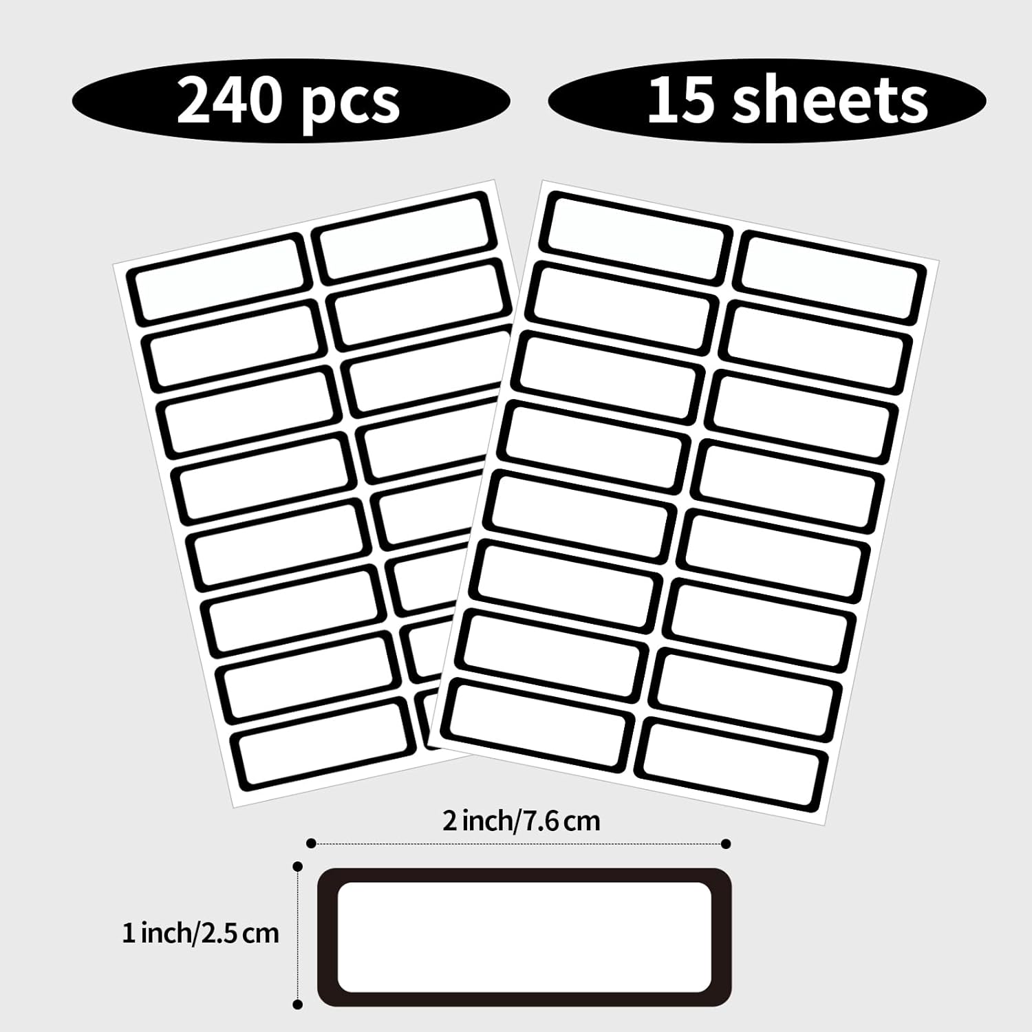 STARLIBOO Color-Coding Removable Labels, Rectangular 1 x 3"" Freezer Labels for Organizing, Tear-Resistant No Residue, Removable Labels for Food Containers (240Pcs), Black Border