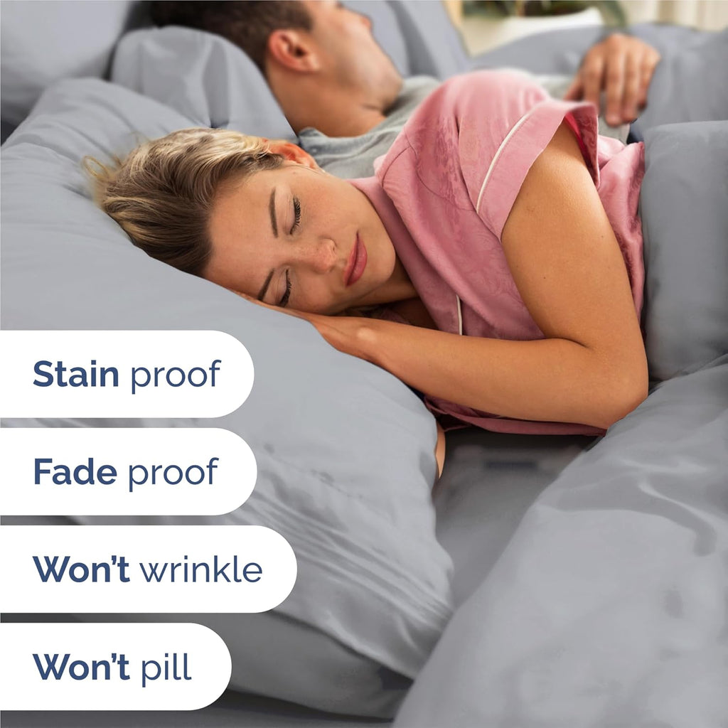 Split King Size 5 Piece Sheet Set - Comfy Breathable & Cooling Bed Sheets Set - Hotel Luxury Bedding for Women, Men, Kids, Teens, Boys & Girls - Deep Pockets and Wrinkle Free - Oeko-Tex - Steel Blue