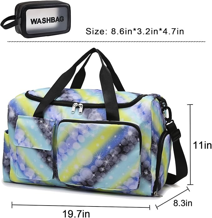 Small Gym Bag for Women, Travel Duffle Bag Carry On Weekender Bag with Shoe Compartment