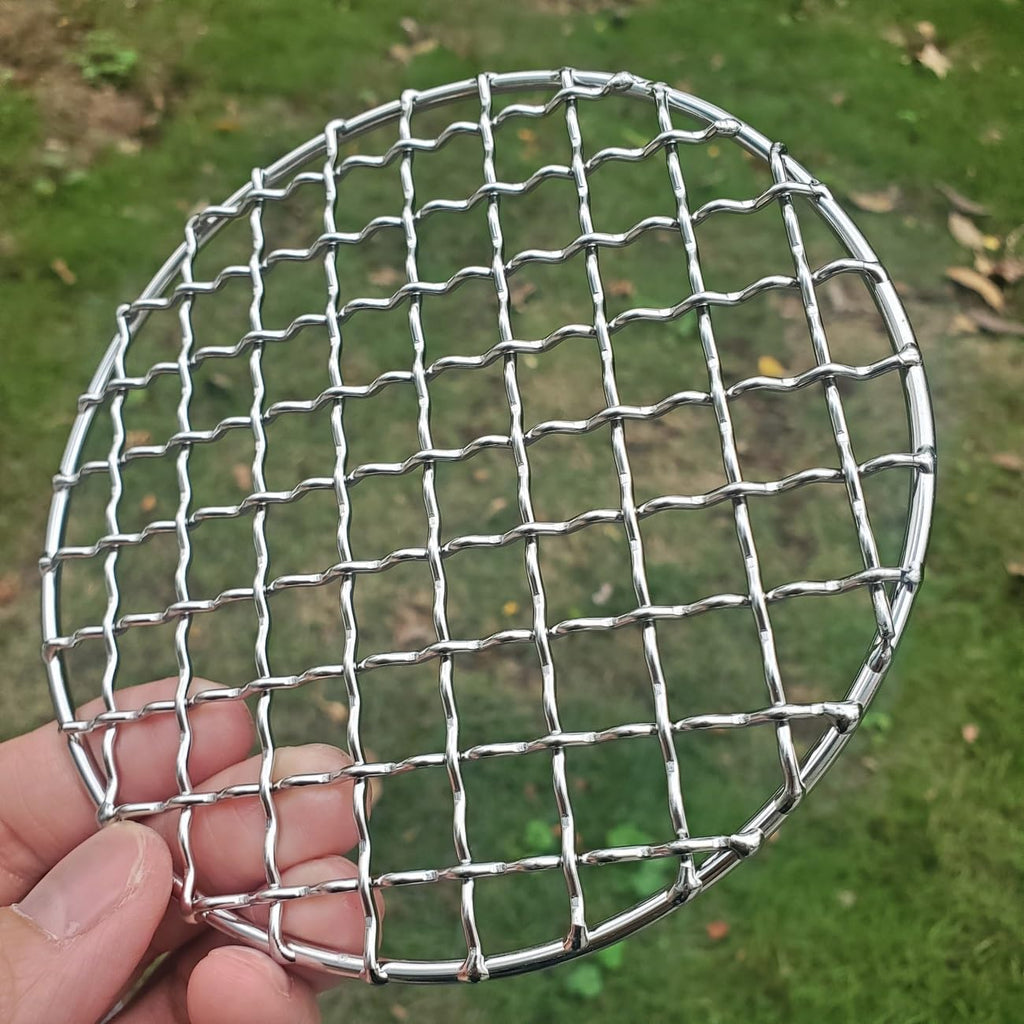 2Peices Backpacker Bushcraft Grill Grate Stainless Steel BBQ Cooking Grill Mesh Campfire Grill Square Round for Camping, Backpacking, Hunting Fishing
