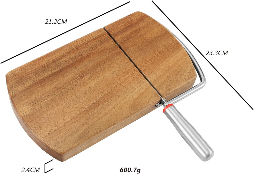 Multipurpose Cheese Slicer Cutter, Acacia Wood Cheese Slicers Board with Blade for Block Cheese, Effortless Slicing, Guillotine Sausage Ham Biltong Jerky Slicer