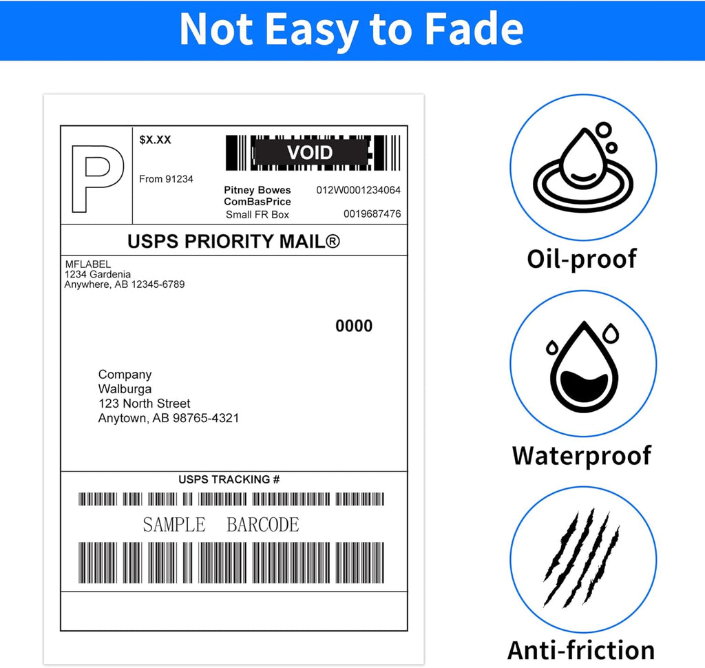 FungLam 4"x6" Direct Thermal Shipping Labels, 450 Labels Per Roll, 12 Rolls,1" Core, Perforated, White Mailing Postage Shipping Label Compatible with Zebra 2844 ZP-450 ZP-500 ZP-505