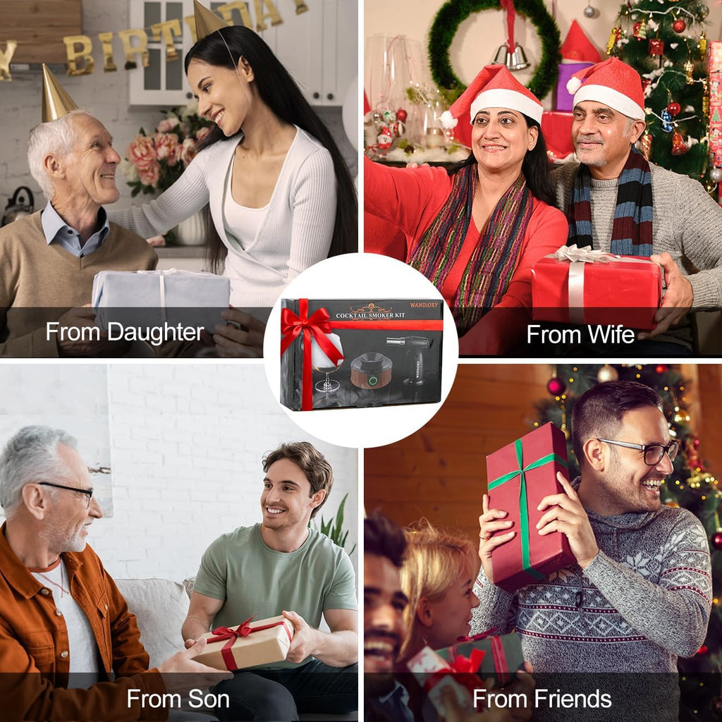 Electric Cocktail Smoker Kit with Torch – Enhance Your Drink's Aroma with 6 Flavorful Wood Chips | Old Fashioned Smoker for Whiskey & Cocktails | Gift for Drink Lovers (Butane Not Included)